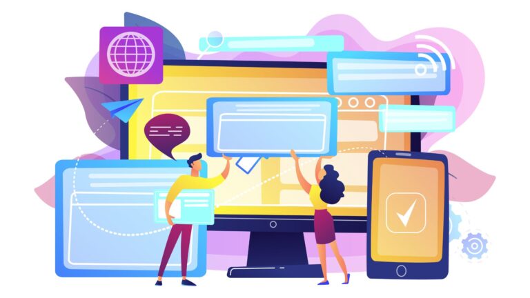 A man and a woman considering factors for creating a user-friendly website