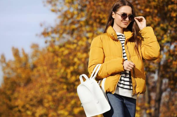 Lady having coats and jackets for winter